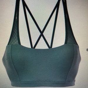 Athleta Strappy Go Lucky Sports Bra Gray Medium
